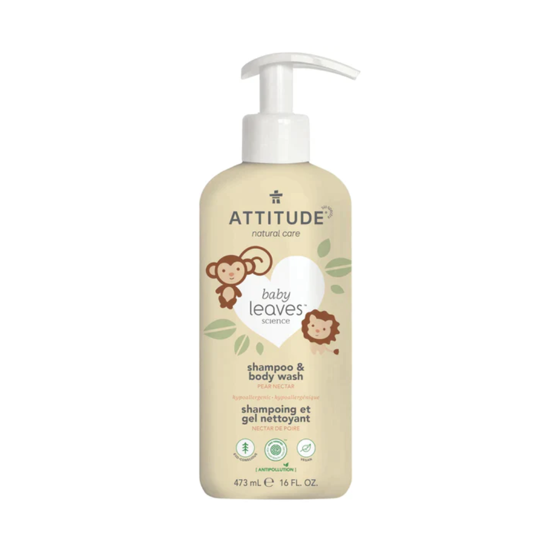 Shampoo & gel de baño natural Baby Leaves Pear Nectar 473ml - SHAMPOO 2X1 BABY LEAVES ATTITUDE PEAR NECTAR