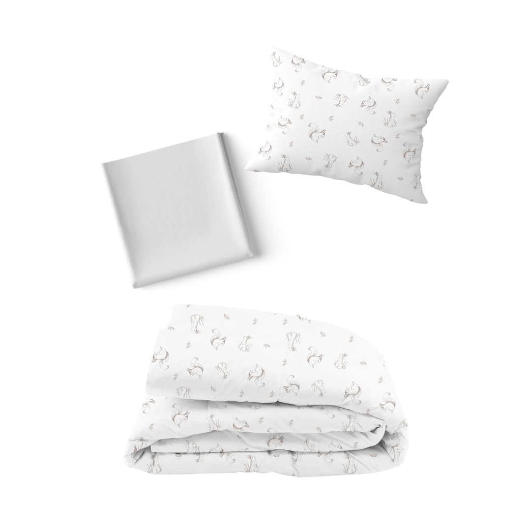 Pack Funda de Almohada Estampada + Bajera Clásica + Edredón (Diseño a escoger)