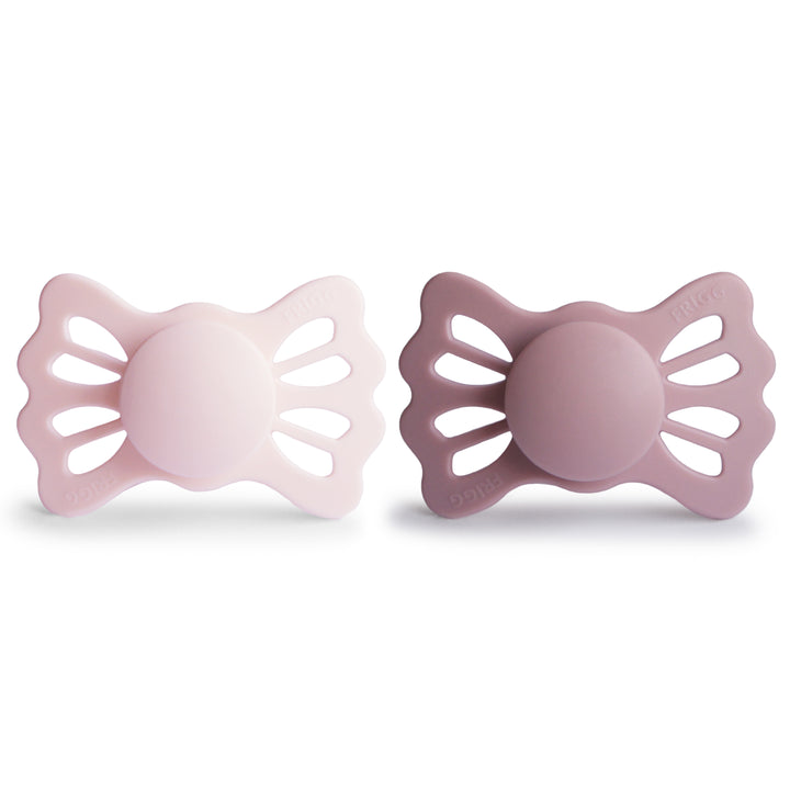 FRIGG Lucky - Symmetrical Silicone 2-Pack Pacifiers - White Lilac/Twilight Mauve - Size 2