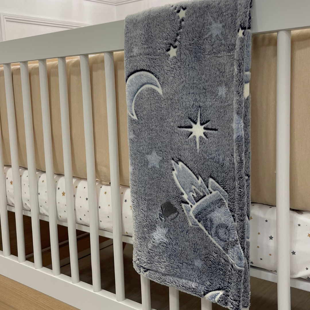 Manta Plush Winter Planets Gris