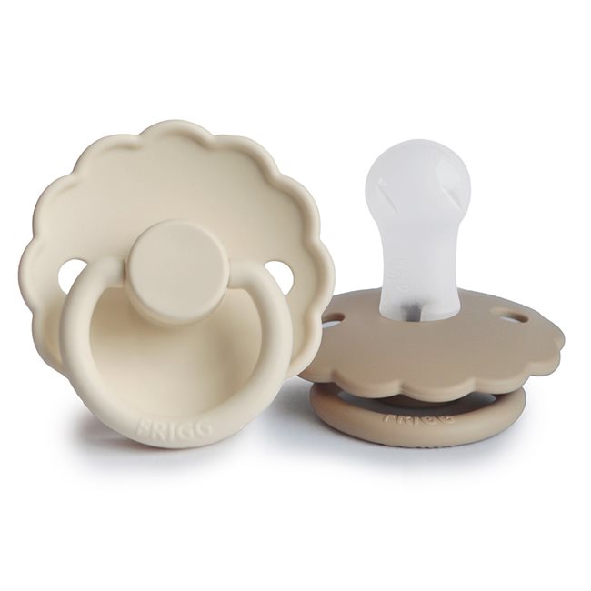 FRIGG Daisy - Round Silicone 2-Pack Pacifiers - Cream/Croissant Size 1