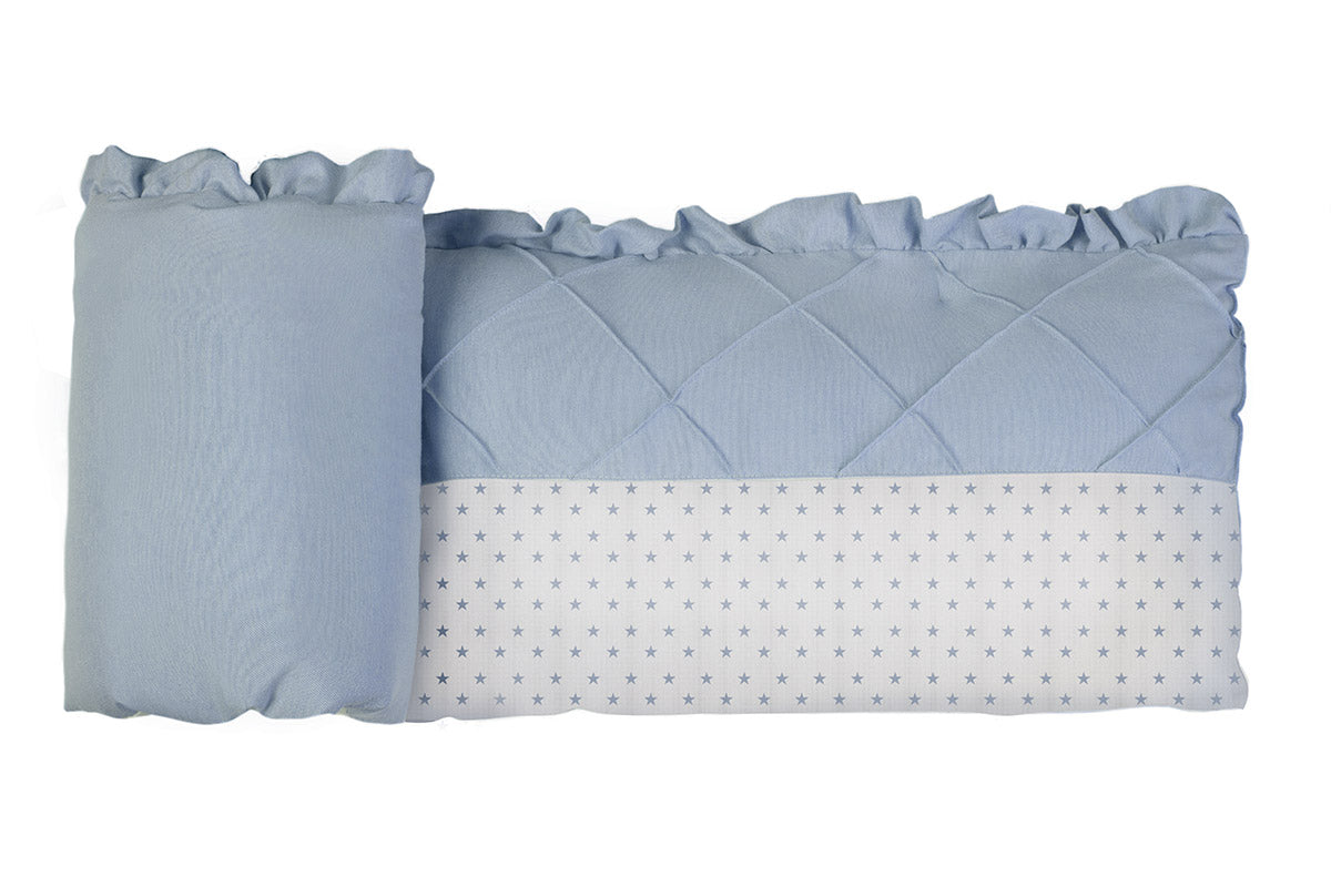 Protector Estampado Cuna Mini Estrella Celeste (Rombo Celeste/Reverso Celeste)