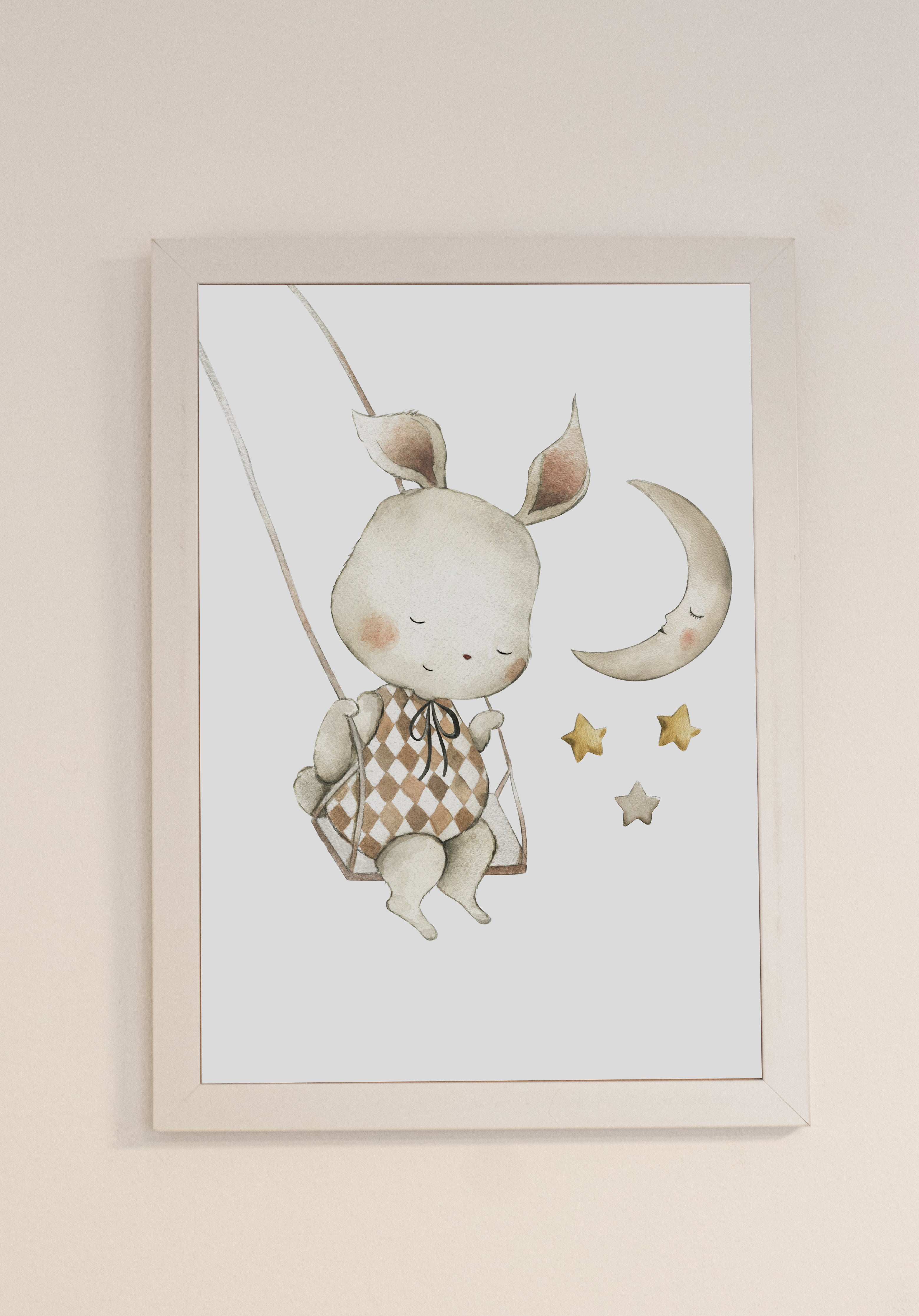 Cuadro Flora + Bear 2 - Marco Blanco