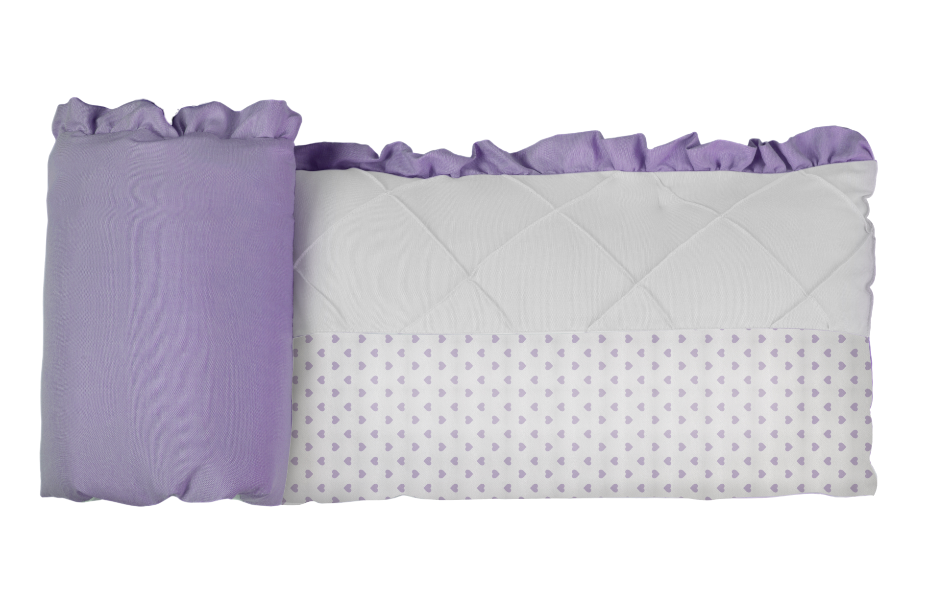 Protector Estampado Cuna Corazones Morados (Rombo Blanco/Reverso Morado)