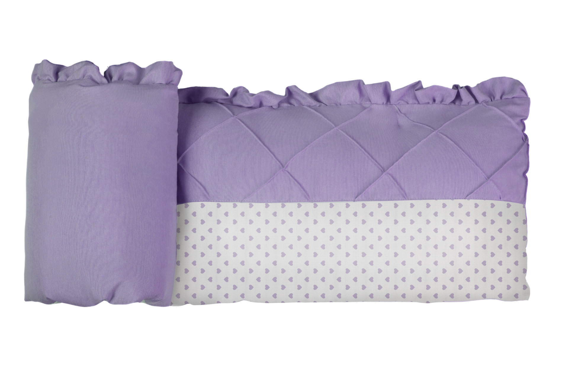 Protector Estampado Cuna Corazones Morados (Rombo Morado/Reverso Morado)